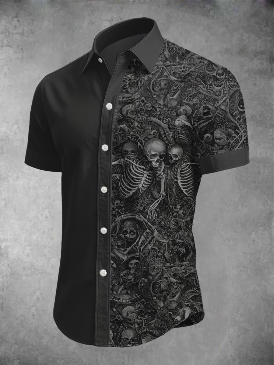Casual de moda Dark diseño Cross Crow Contrascamiseta para hombre