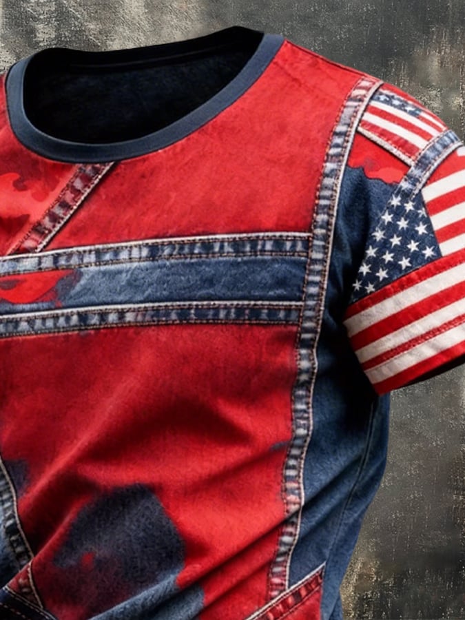 Camiseta retro Patriot camuflaje Patchpara trabajo para hombre