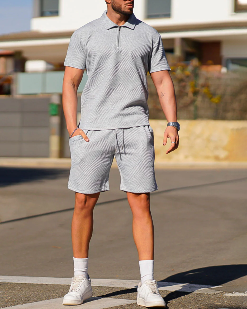 Suitmens Gray Summer POLO Suit para hombre