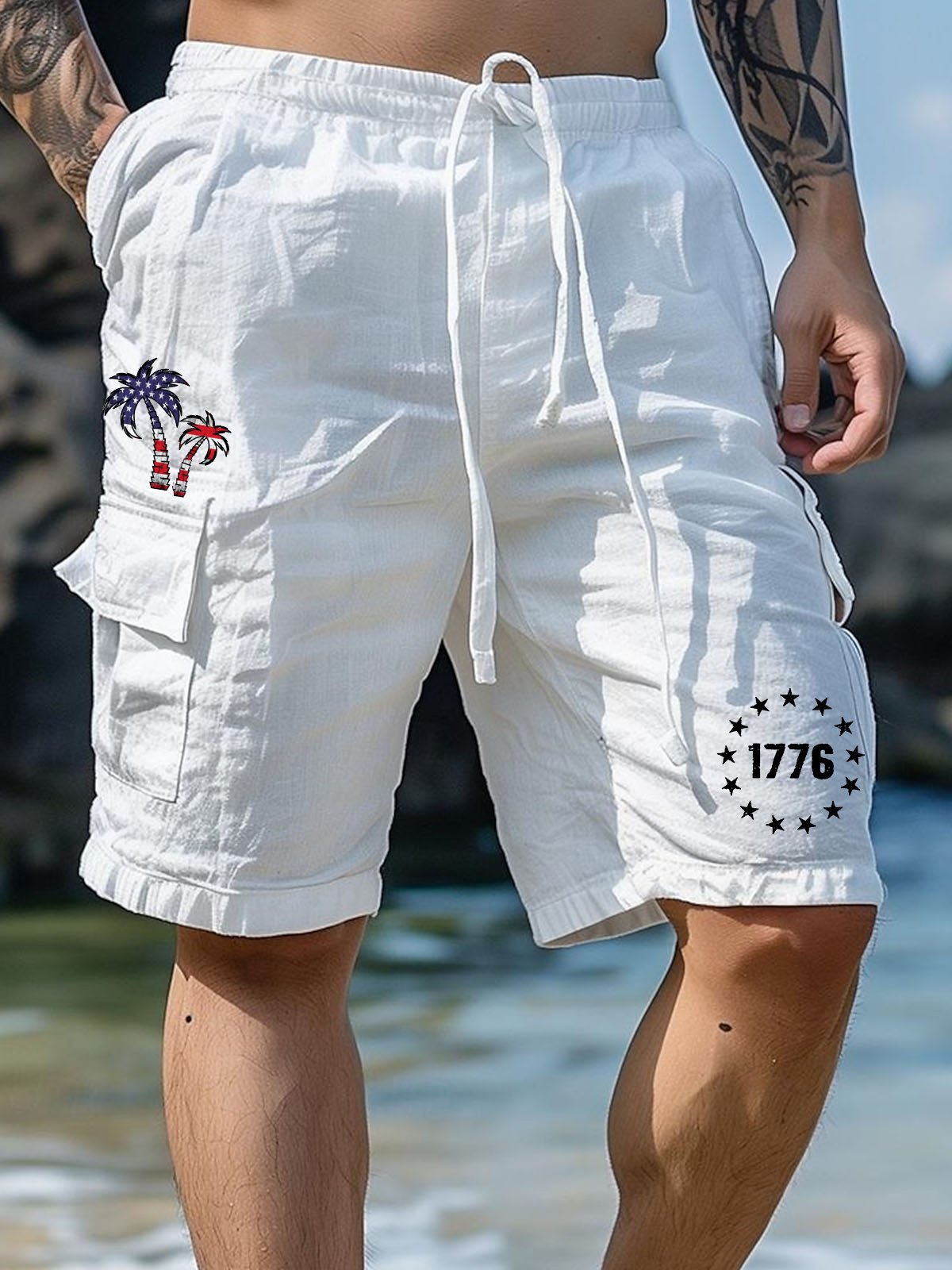 Pantalón de moda casual Independence Day estampado Overalls para hombre