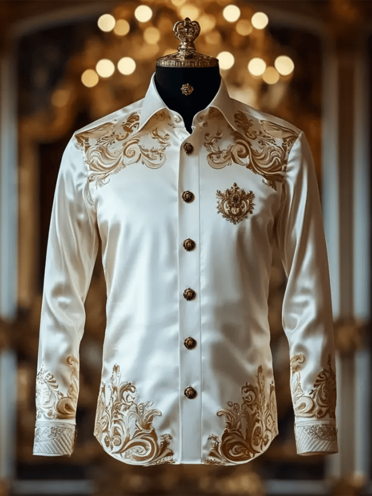 Camisa satén Luxe de manga larga con botones para hombre