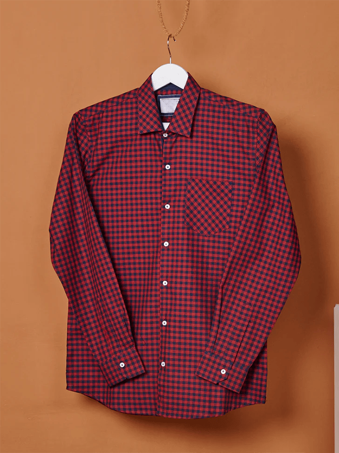Camisa a cuadros Design bolsillo ejecutivo casual de manga larga para hombre