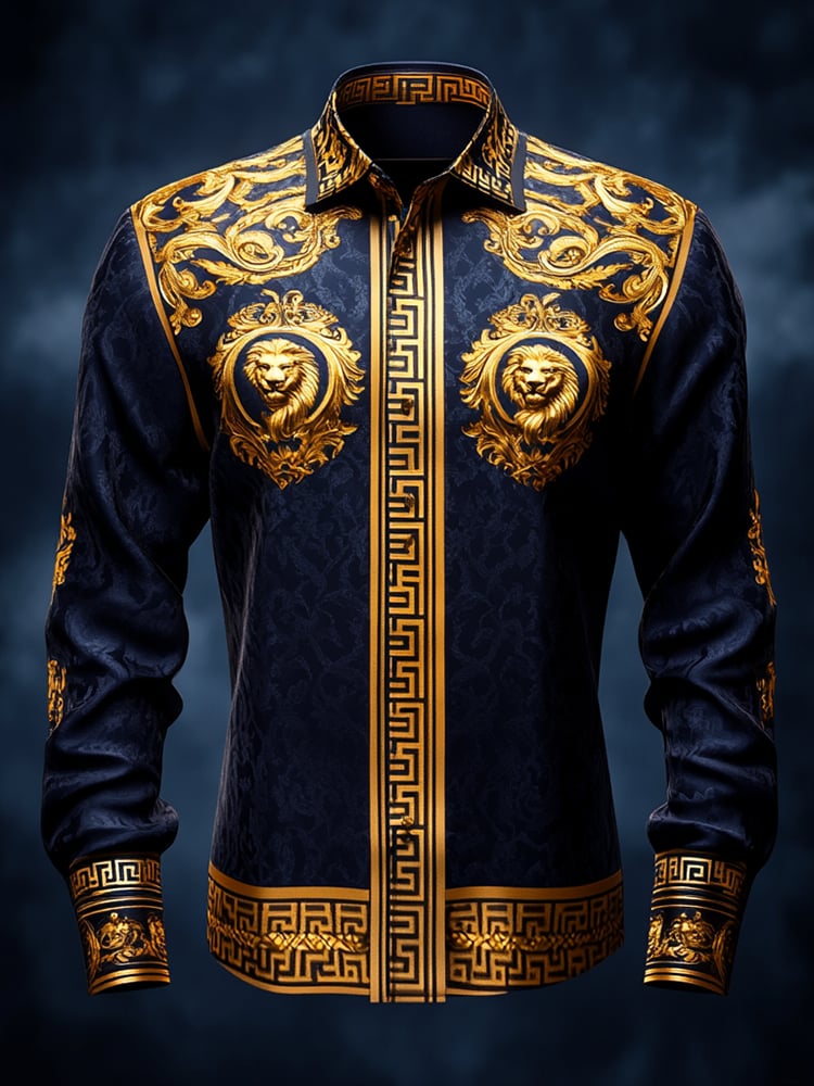 Camisa satén Luxe de manga larga con botones para hombre