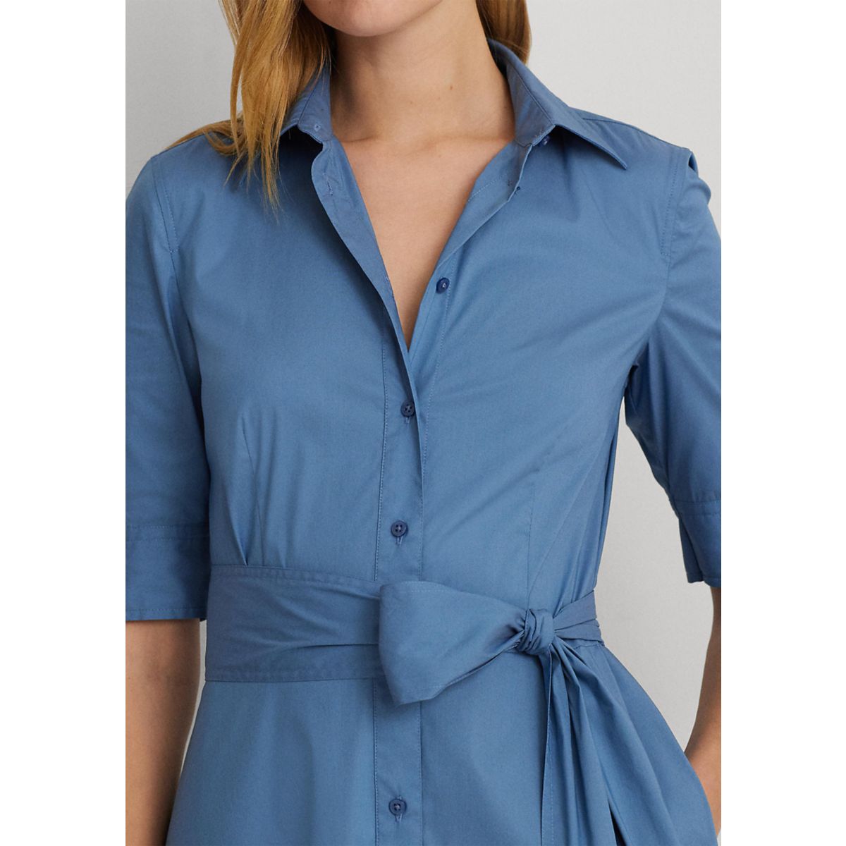 Belted Cotton Blend Shirtdress - 4