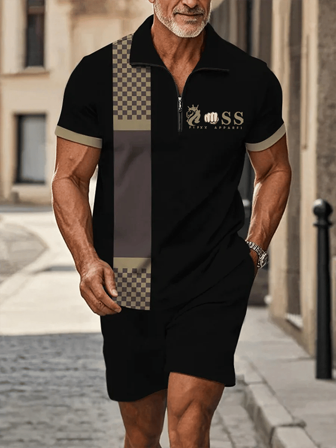 Camisa polo retro Letter Design casual ejecutivo de manga corta Comfortable And transpirable Suit para hombre