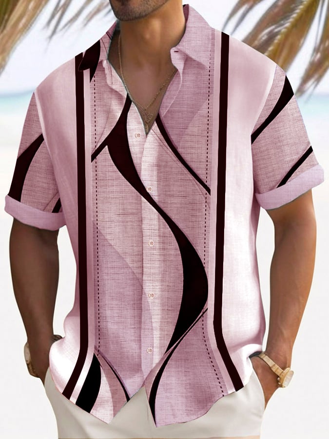 Camisa Trendy estampado Lapel de manga corta