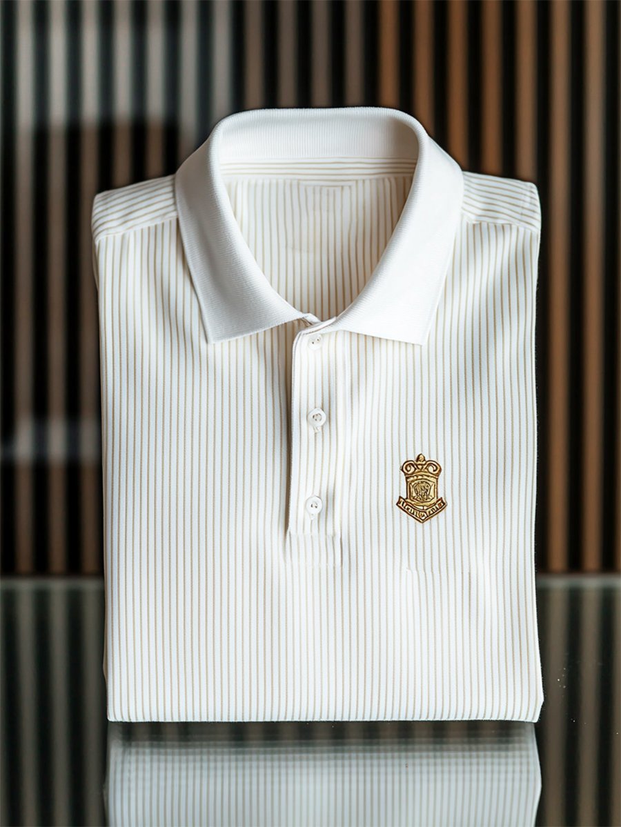 Camisa polo casual ejecutivo rayas Button de manga corta para hombre