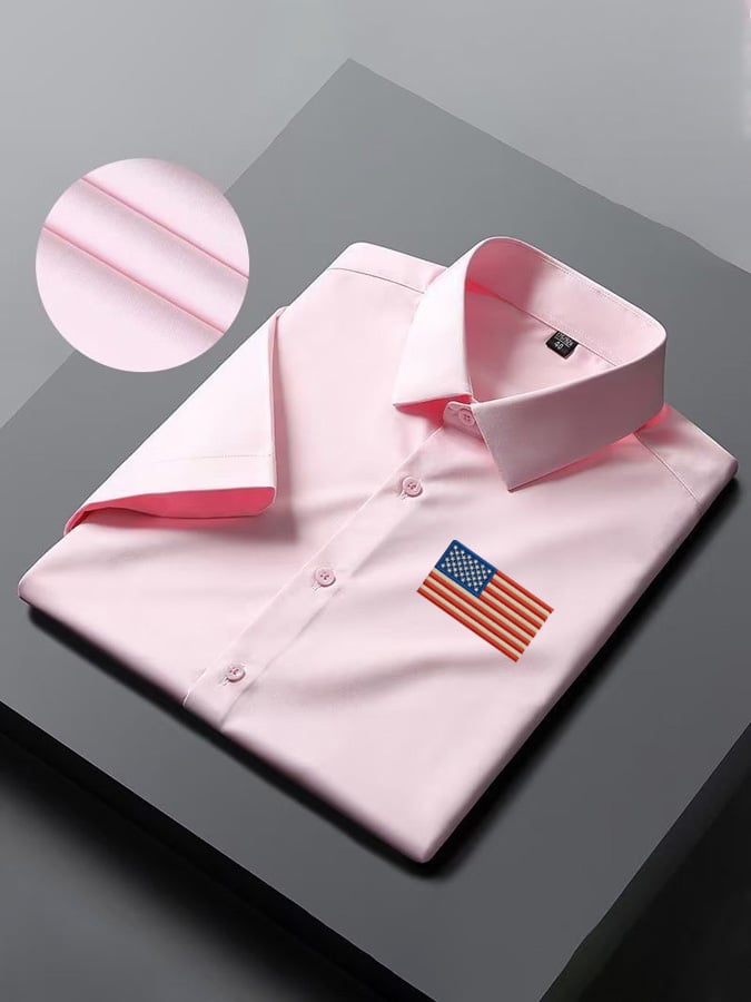 Camisa Independence Day American Flag casual de manga corta para hombre