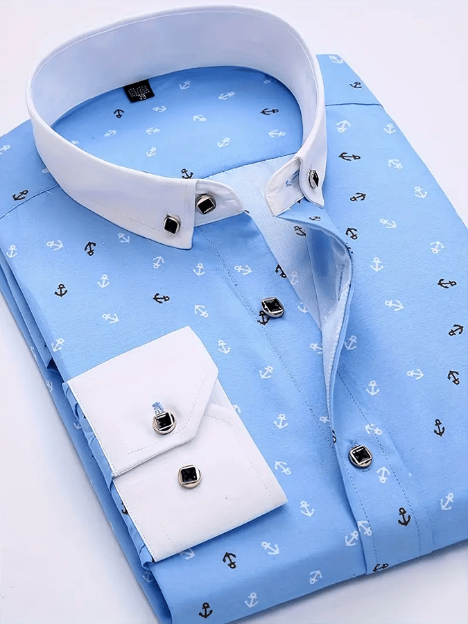 Camisa geométrico ejecutivo casual para hombre