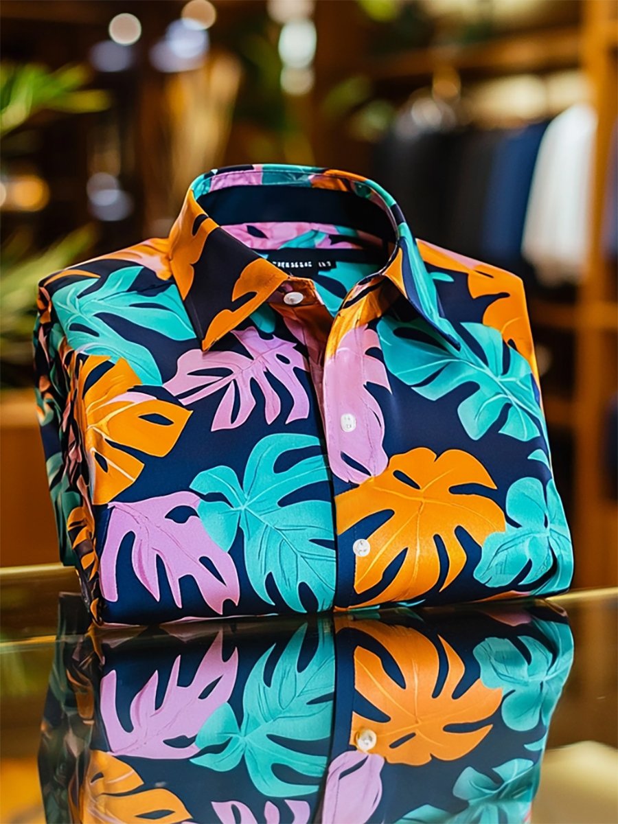 Camisa satén Luxe de manga larga con botones para hombre