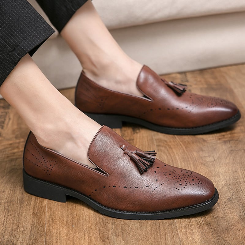 Zapatos retro casual British Carved Tassel cuero