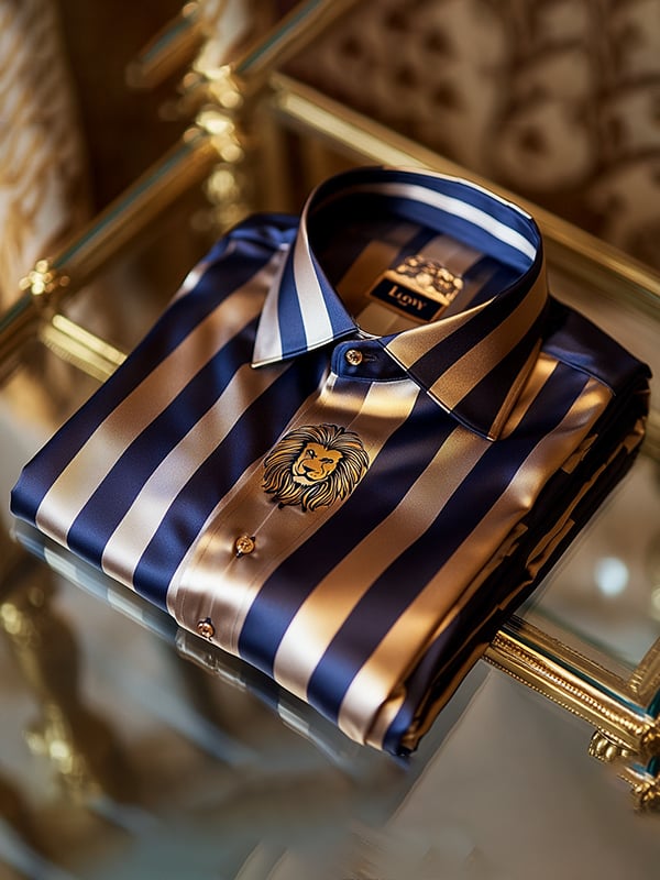Camisa satén Luxe estampado de manga corta Button para hombre