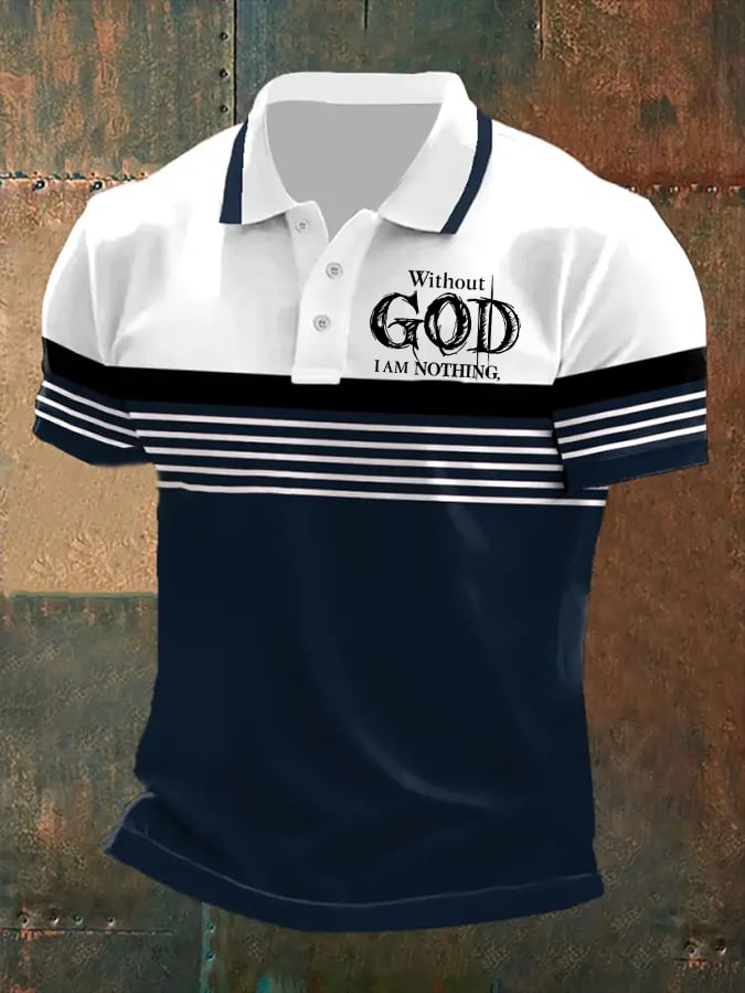 Camisa polo Without God I Am Nothing, estampado casual para hombre