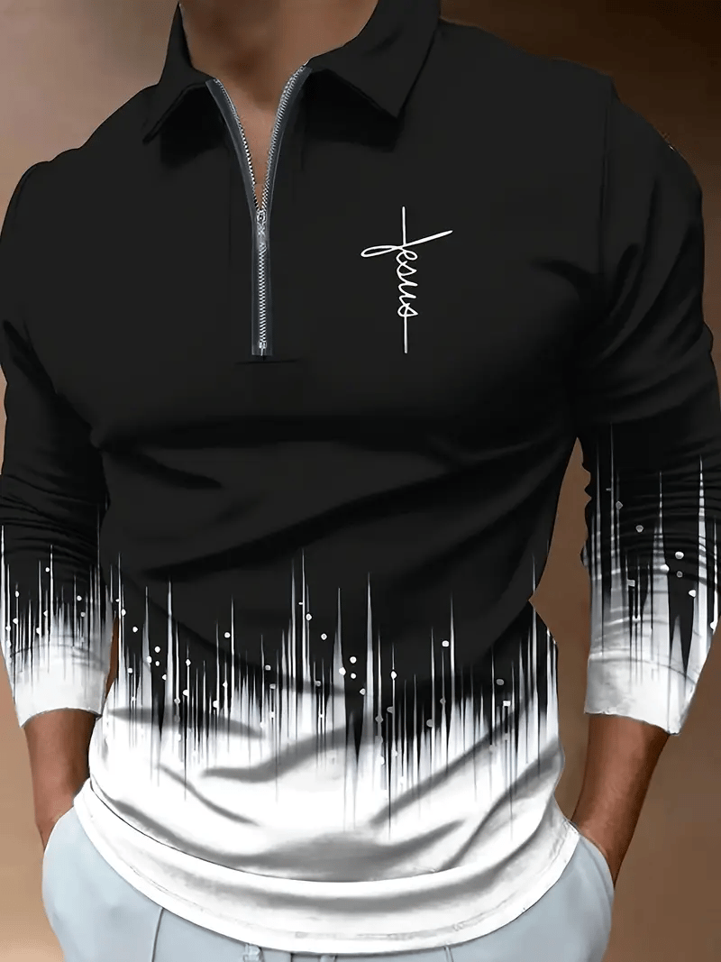 Camisa polo Trendy ejecutivo a rayas cierre para hombre