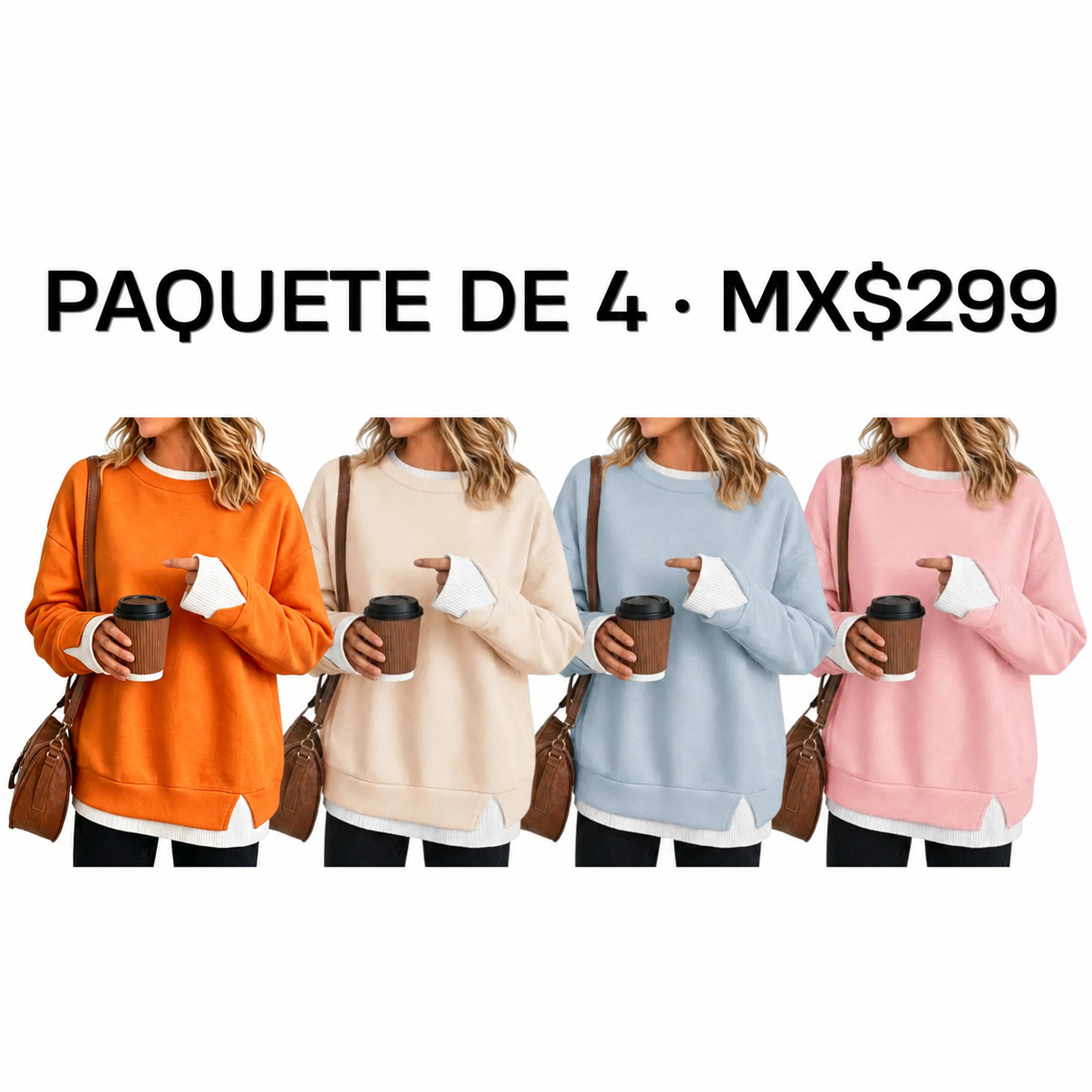 Sudadera de dos piezas con efecto en capas para mujer · vista 4