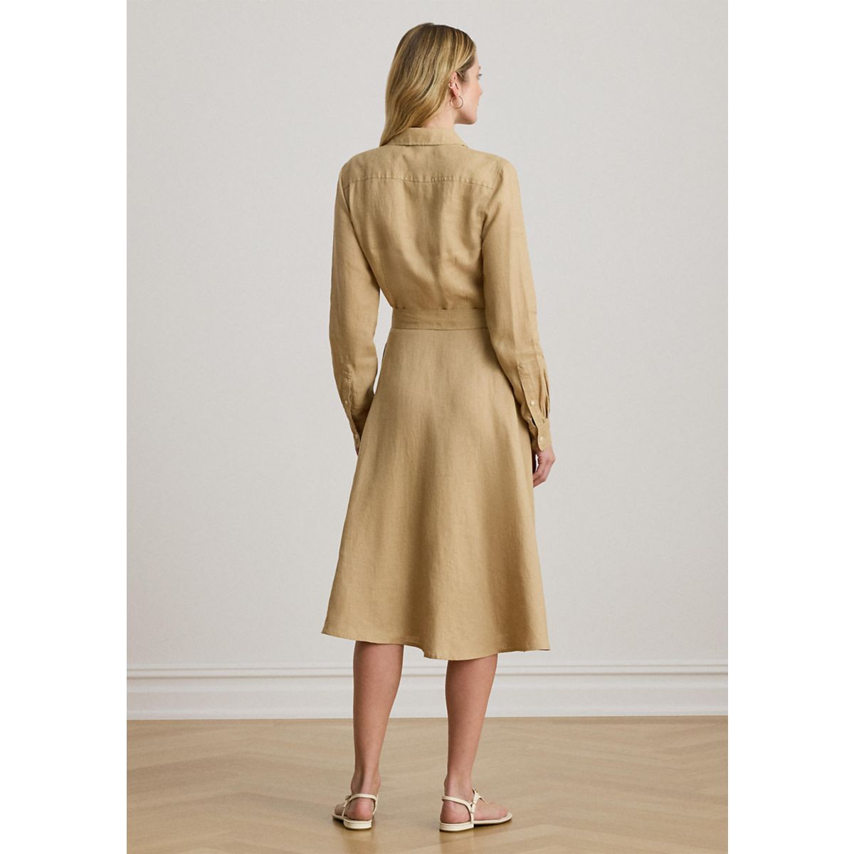 Women's Belted Linen Shirtdress - 2