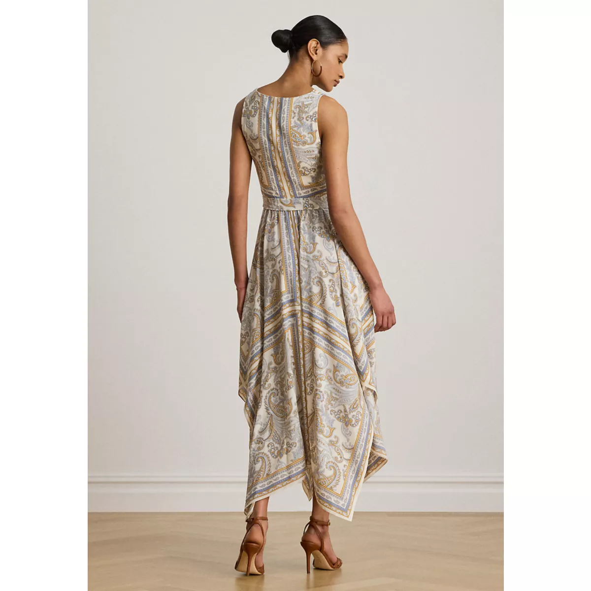 Petite Paisley Georgette Handkerchief-Hem Dress - 2