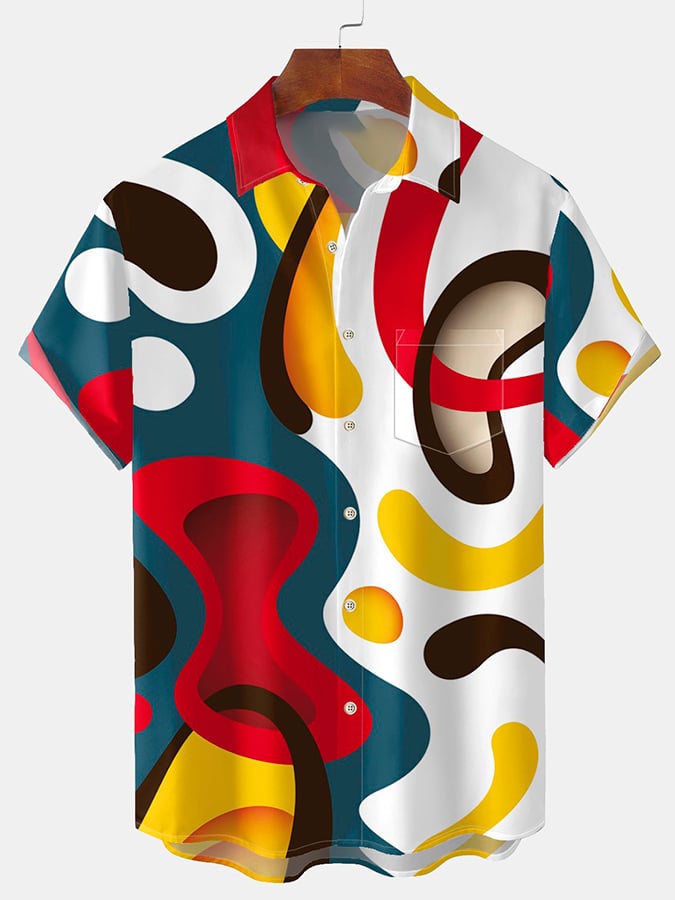Camisa casual Holiday estampado de manga corta para hombre