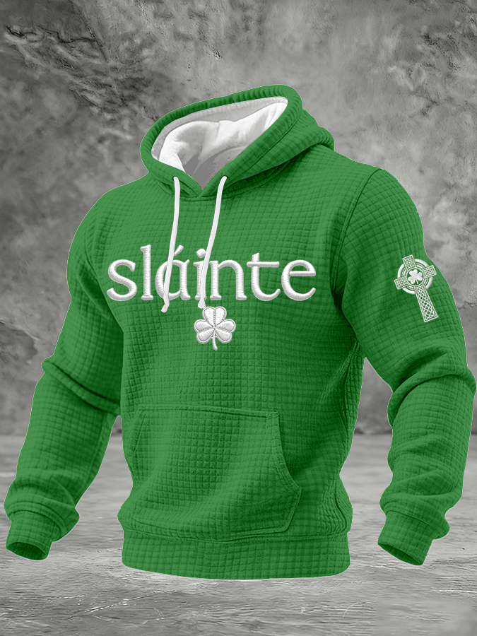 Sudadera St. Patrick's Day estampado Checkered con gorrasucha para hombre