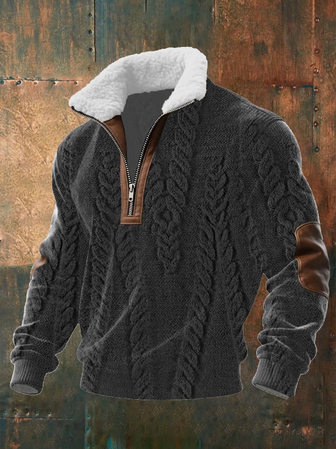 Sudadera Cable texturizado estampado casual para hombre