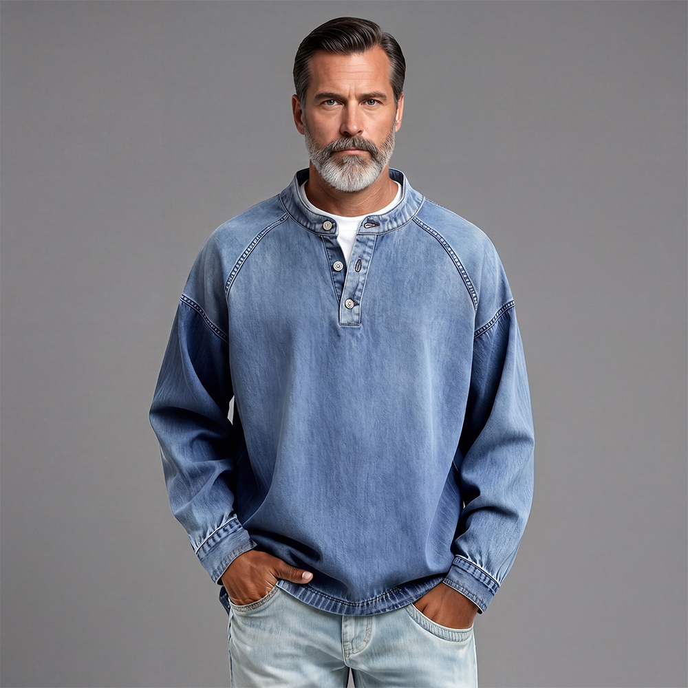 Camisa desgastado Denim casual para hombre