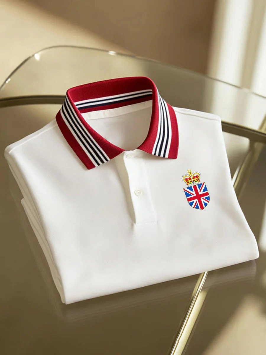 Camisa polo ejecutivo Union Jack casual Button de manga corta para hombre