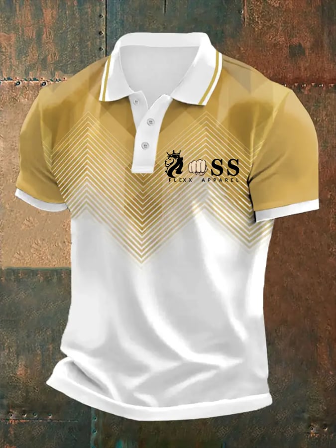 Camisa polo retro Letter estampado casual para hombre