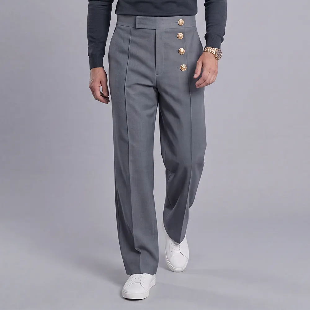 para hombre holgado-Fit, High-Waisted, Wide-Leg, Single-Breasted Dress pantalón