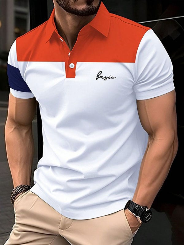 Camisa polo ejecutivo Logo con botones de manga corta para hombre