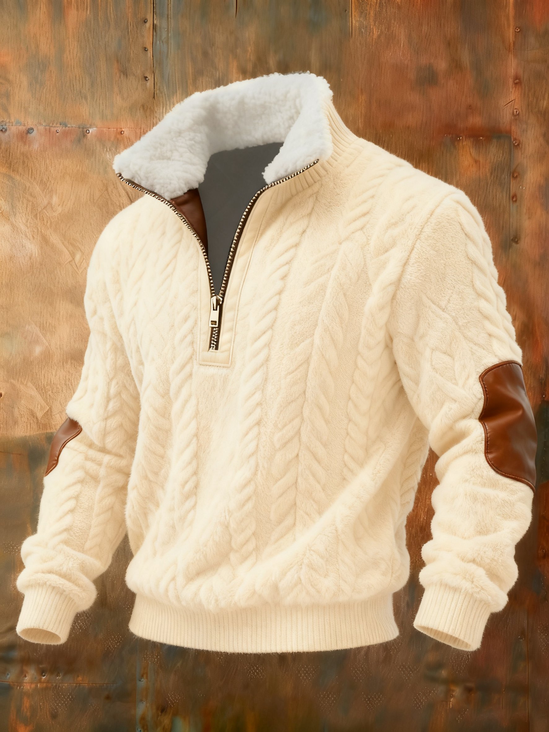 Sudadera retro Cable tejido estampado casual para hombre