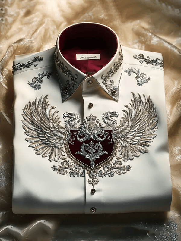 Camisa satén Luxe de manga larga con botones para hombre