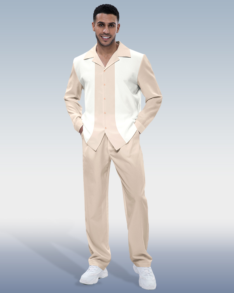 Suitmens casual en bloques de color de manga larga Walking Suit para hombre