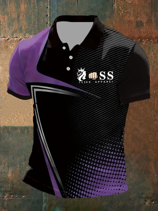 Camisa polo retro Letter estampado casual para hombre