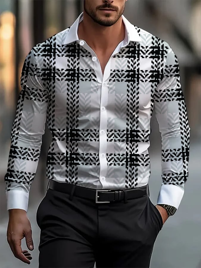 Camisa a cuadros ejecutivo casual para hombre