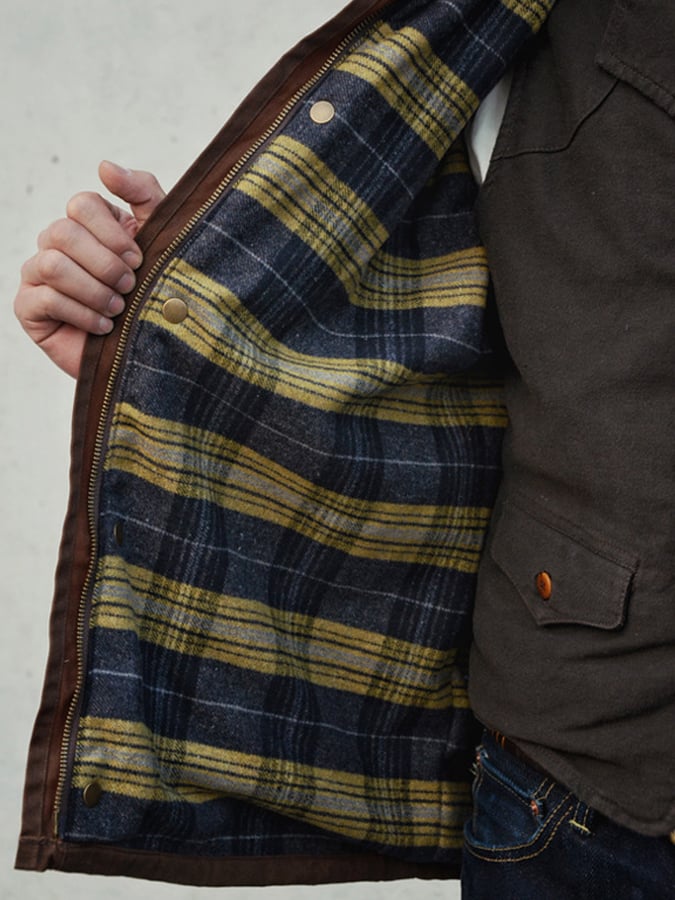 Chaqueta vintage Western Style Mid-Length Waxed para hombre