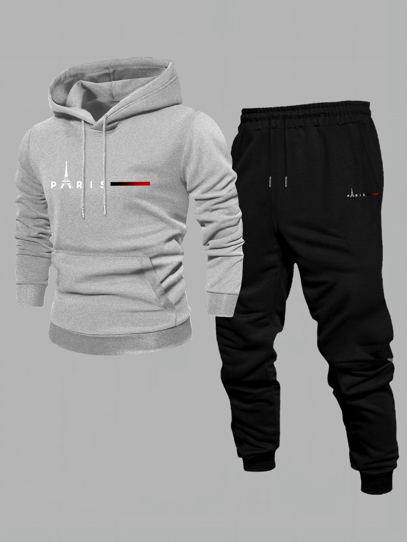 Conjunto de dos piezas casual Color Matching sudadera con capuchas de manga larga sudaderas & Sweatpantalón para hombre
