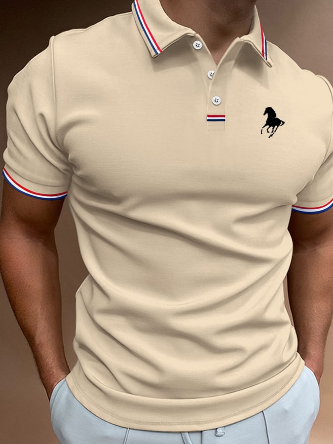 Camisa polo Horse estampado casual para hombre