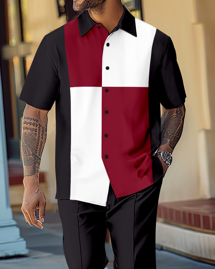 Camisa retro Gorgeous de manga corta Walking Suit 1065 para hombre
