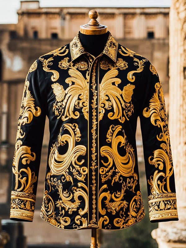 Camisa vintage ejecutivo de lujo de manga larga para hombre