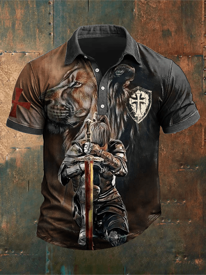 Camisa polo retro Put On The Full Armor Of Godd Faith estampado para hombre