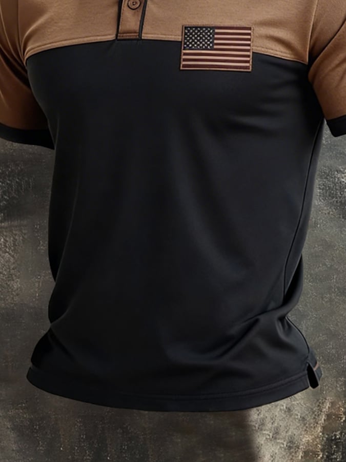 Camiseta retro Color-Block "Patriot" Polo para hombre
