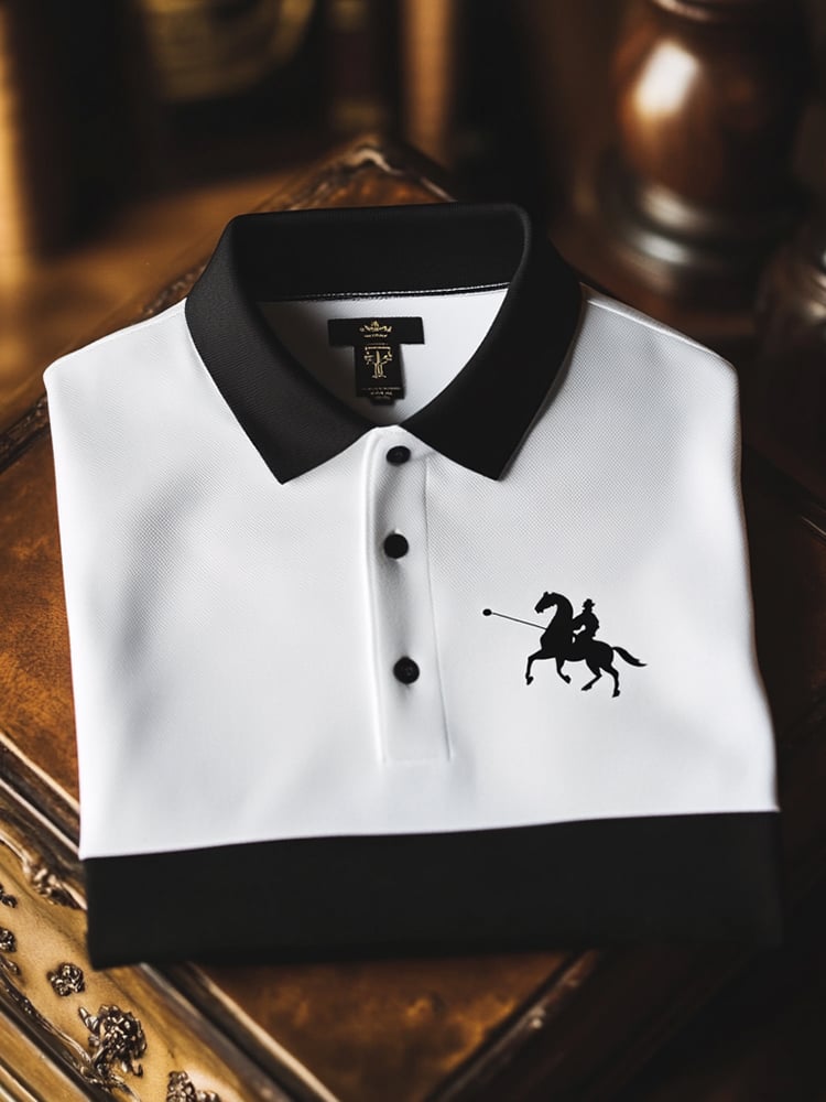 Camisa polo clásico ejecutivo Logo Button de manga corta para hombre