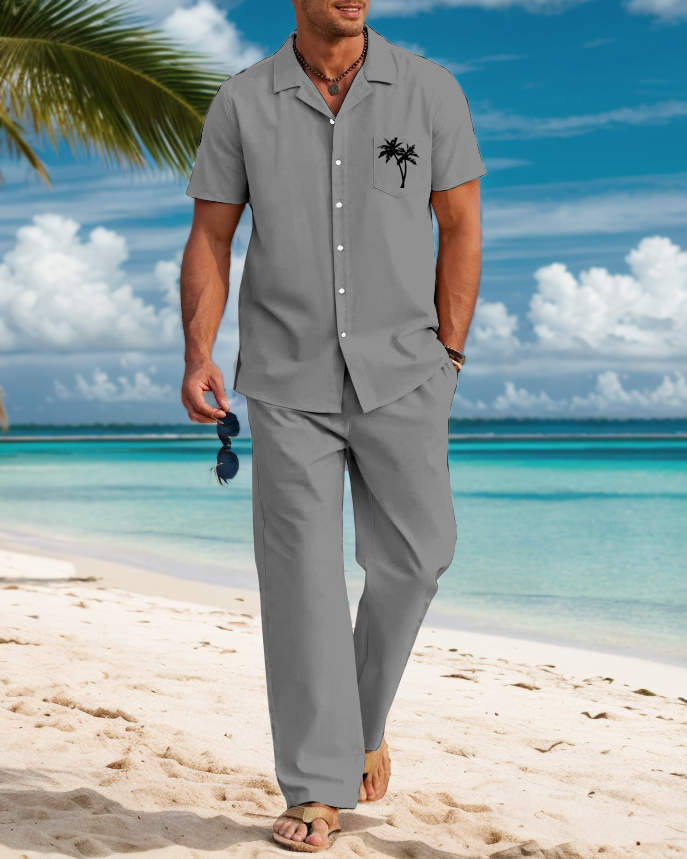 Suitmens Vacation Coconut Tree Pattern Walking Suit para hombre