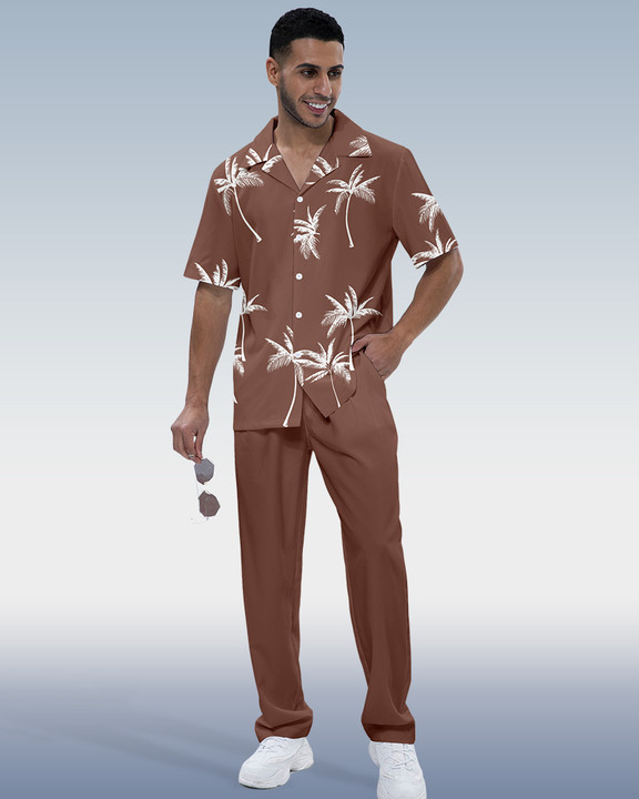 Camisa Rianmond Hawaiian estampado de manga corta Walking Set 3 Colors 415 para hombre