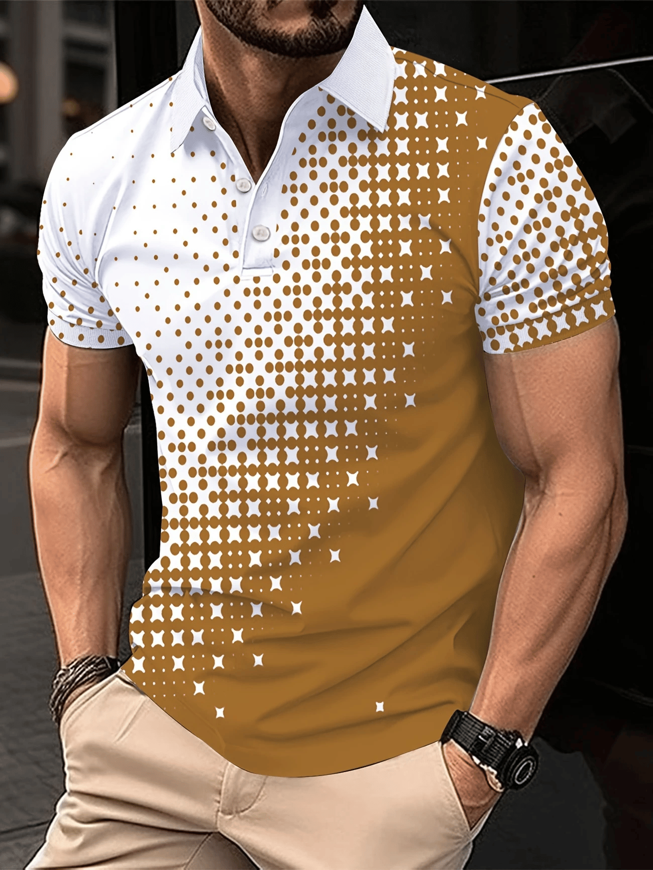 Camisa polo clásico ejecutivo Logo Button de manga corta para hombre