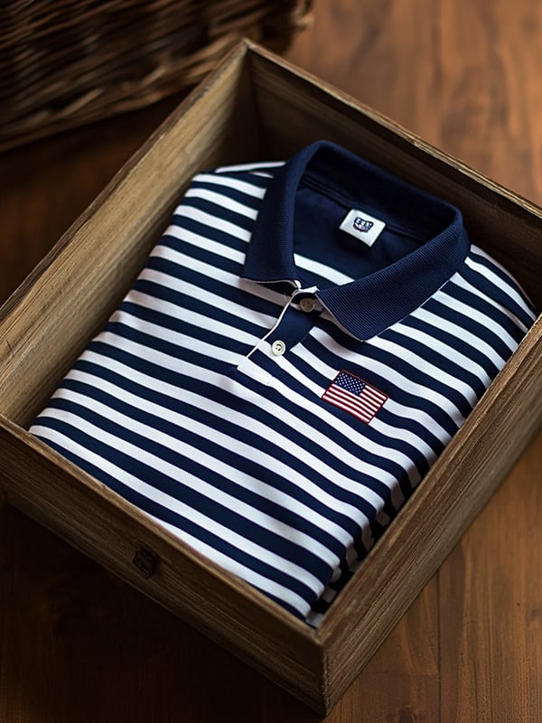 Camisa polo clásico ejecutivo Flag Independence Day de manga corta para hombre