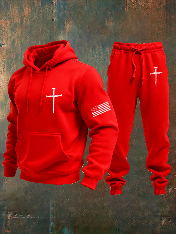 Sudadera vintage Faith Cross Set para hombre