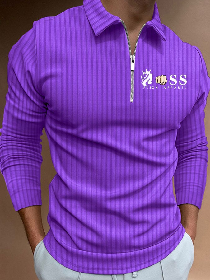 Camisa polo Letter rayas estampado Pullover casual para hombre