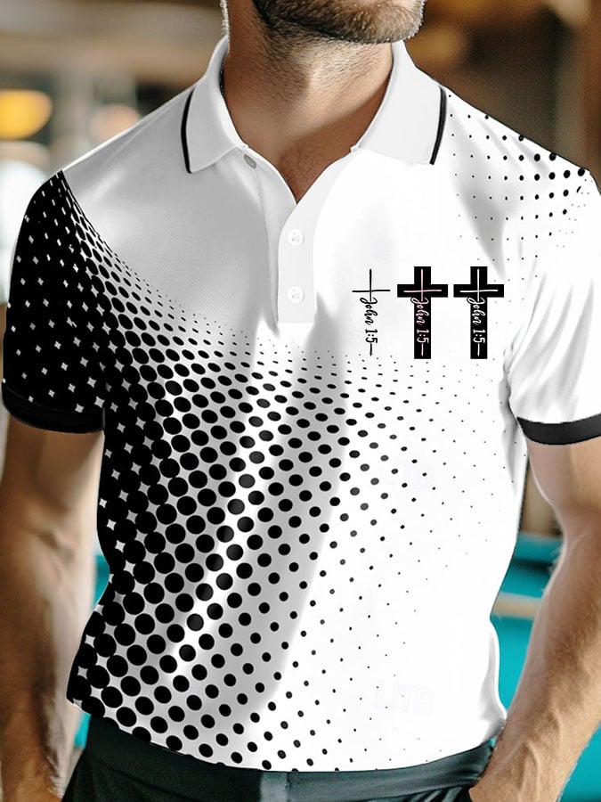 Camisa polo vintage Cross John 1:5 estampado para hombre