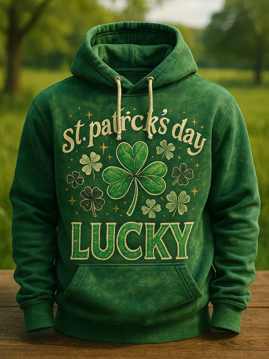 St. Patrick's Day retro Art estampado cuello redondo Top para hombre